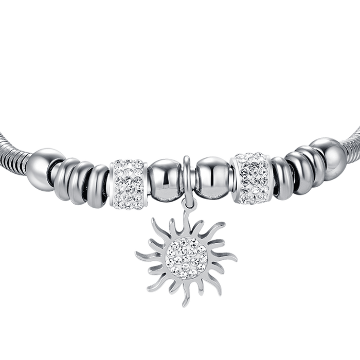 WOMEN'S BRACELET IN STEEL WITH SUN WITH WHITE CRYSTALS