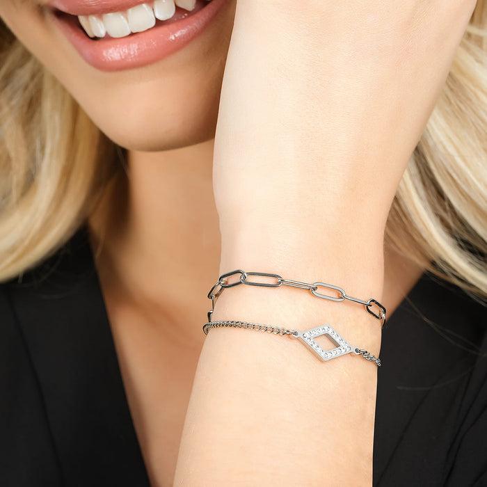 WOMEN'S BRACELET IN IP GOLD STEEL WITH WHITE CRYSTALS