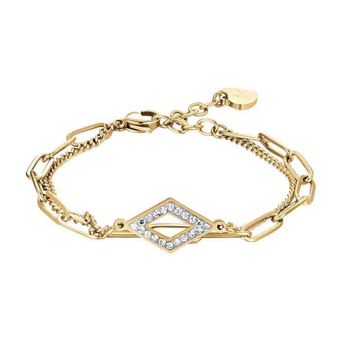 WOMEN'S BRACELET IN IP GOLD STEEL WITH WHITE CRYSTALS