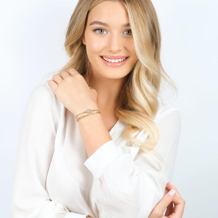 WOMEN'S BRACELET IN IP GOLD STEEL WITH WHITE CRYSTALS