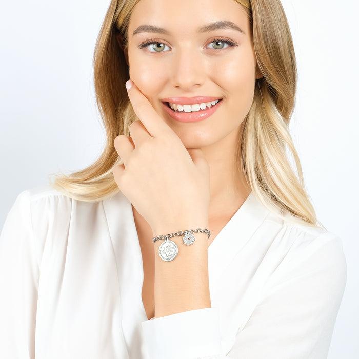 BRACELET EN ACIER POUR FEMME LES AMIS SONT LES SŒURS QUE VOUS CHOISISSEZ AVEC DE L'ÉMAIL