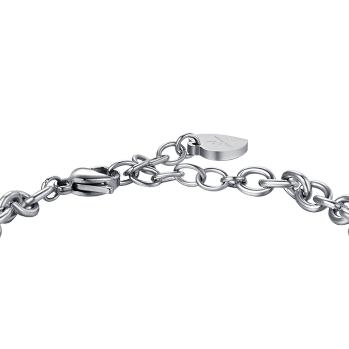 WOMEN'S STEEL BRACELET WITH HEART WITH WHITE CRYSTALS