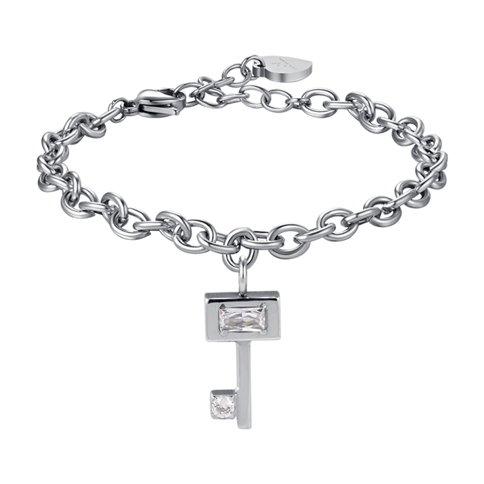 BRACCIALE DONNA IN ACCIAIO CON CHIAVE CON CRISTALLI BIANCHI