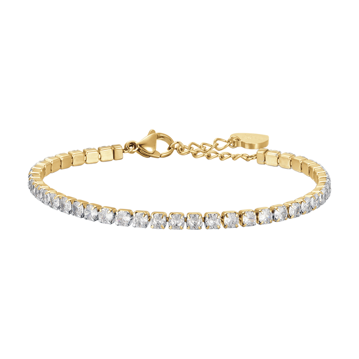BRACCIALE TENNIS DONNA IN ACCIAIO CON CRISTALLI BIANCHI DA 4 MM