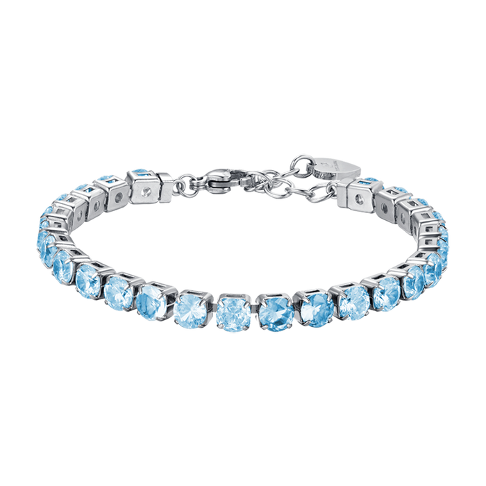 BRACCIALE TENNIS DONNA IN ACCIAIO CON CRISTALLI AZZURRI