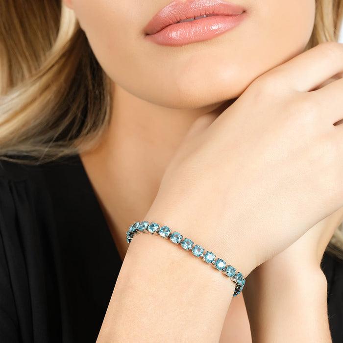 BRACCIALE TENNIS DONNA IN ACCIAIO CON CRISTALLI AZZURRI