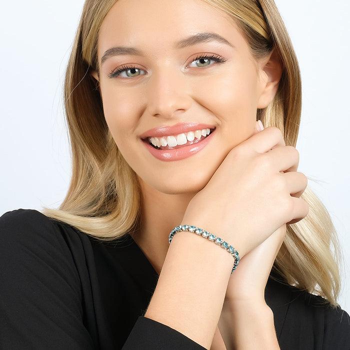 BRACCIALE TENNIS DONNA IN ACCIAIO CON CRISTALLI AZZURRI