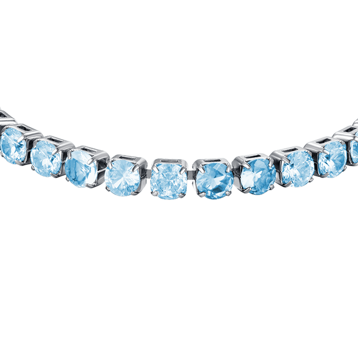 BRACCIALE TENNIS DONNA IN ACCIAIO CON CRISTALLI AZZURRI