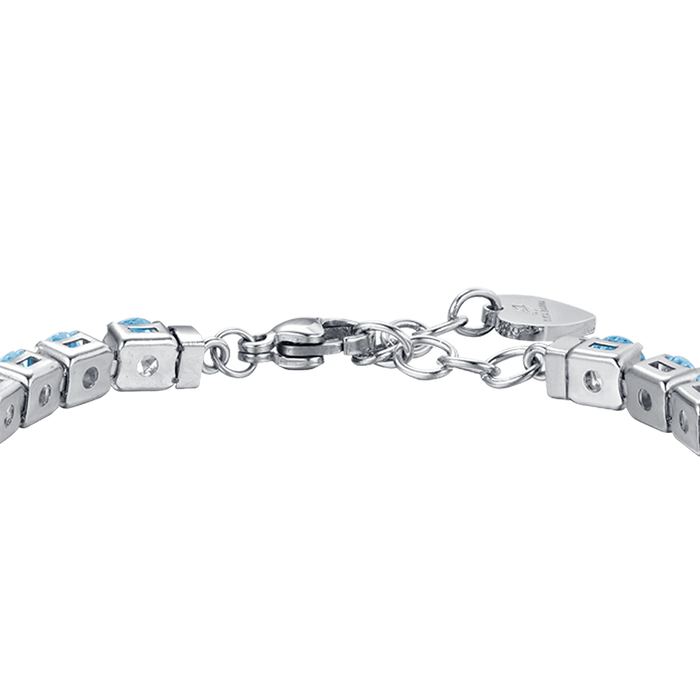 BRACCIALE TENNIS DONNA IN ACCIAIO CON CRISTALLI AZZURRI