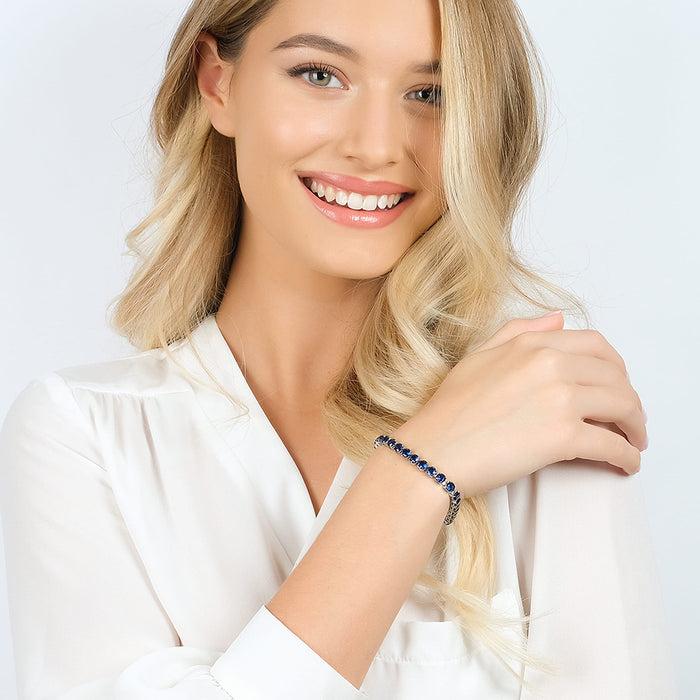 WOMEN'S TENNIS BRACELET IN STEEL WITH BLUE CRYSTALS