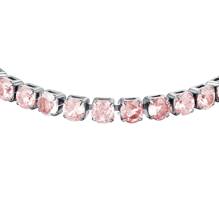 BRACCIALE TENNIS DONNA IN ACCIAIO CON CRISTALLI ROSA