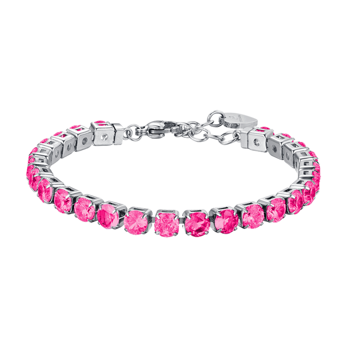 WOMEN'S TENNIS BRACELET IN STEEL WITH FUCHSIA CRYSTALS