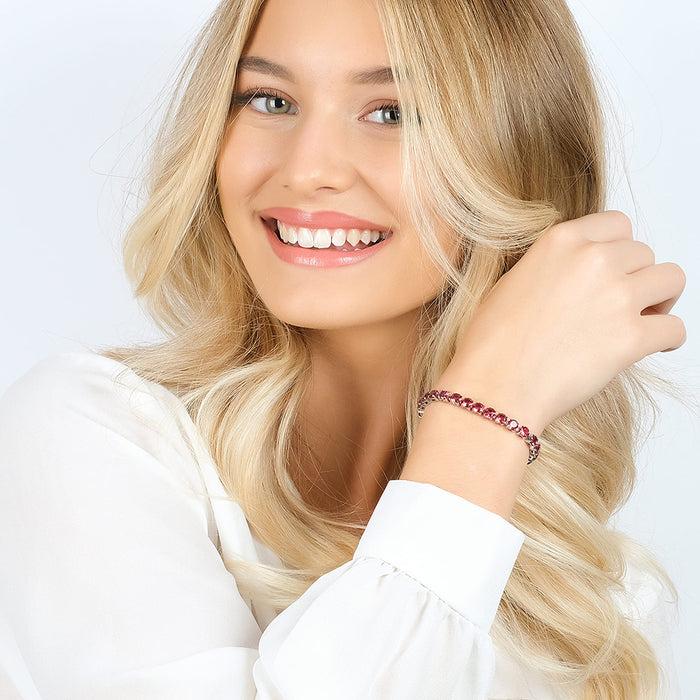 WOMEN'S TENNIS BRACELET IN STEEL WITH FUCHSIA CRYSTALS