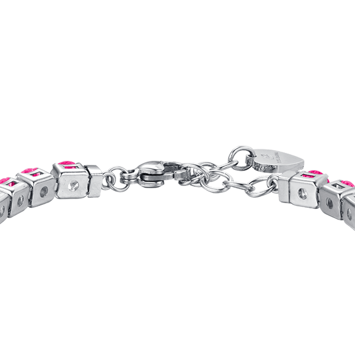 WOMEN'S TENNIS BRACELET IN STEEL WITH FUCHSIA CRYSTALS