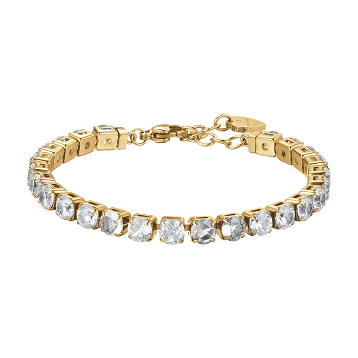 BRACCIALE TENNIS DONNA IN ACCIAIO IP GOLD CON CRISTALLI BIANCHI