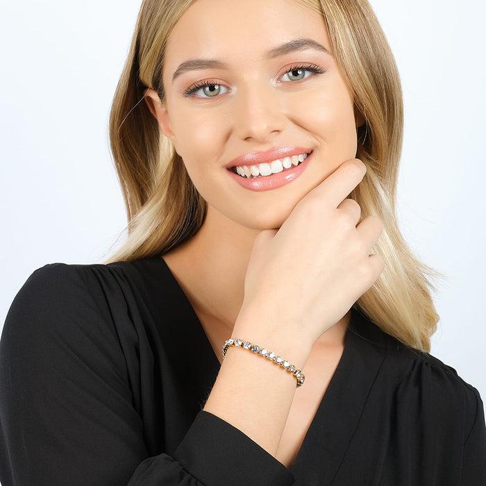 BRACCIALE TENNIS DONNA IN ACCIAIO IP GOLD CON CRISTALLI BIANCHI