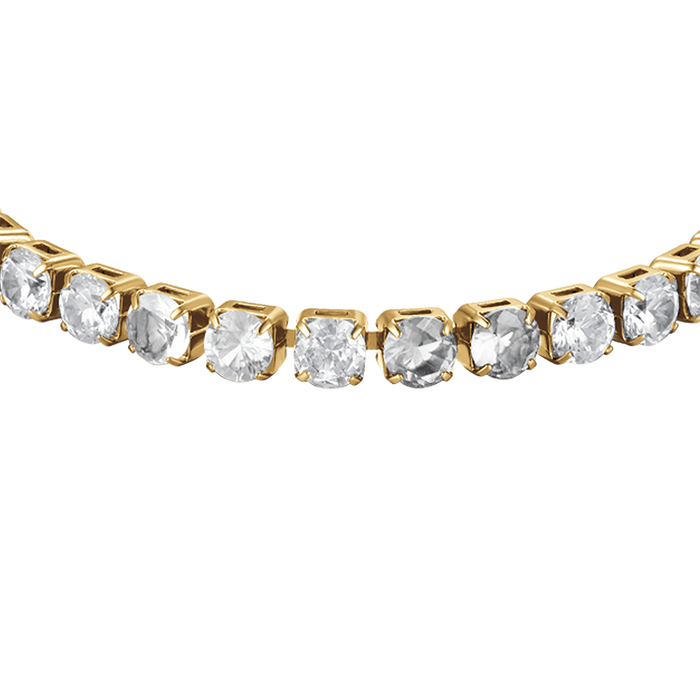 BRACCIALE TENNIS DONNA IN ACCIAIO IP GOLD CON CRISTALLI BIANCHI