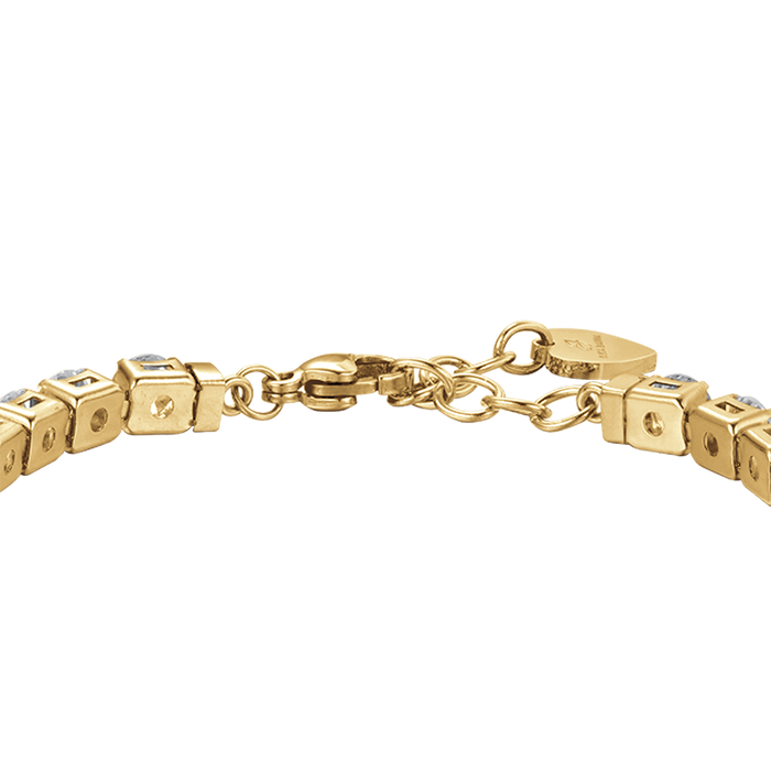 BRACCIALE TENNIS DONNA IN ACCIAIO IP GOLD CON CRISTALLI BIANCHI