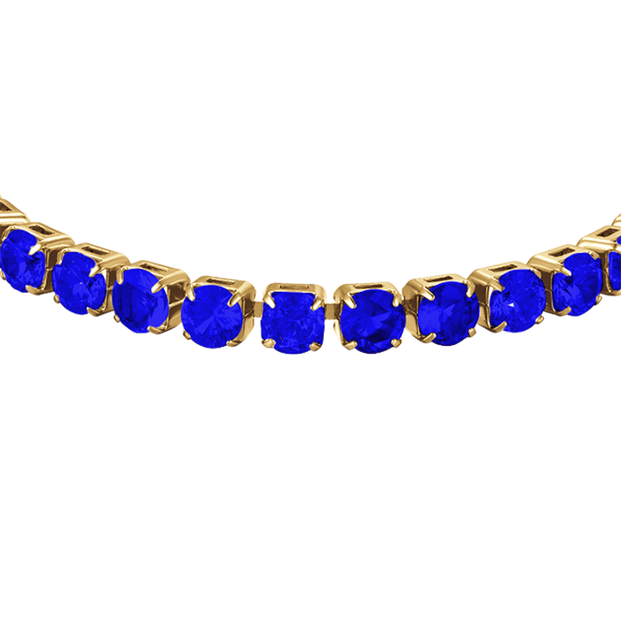BRACCIALE TENNIS DONNA IN ACCIAIO IP GOLD CON CRISTALLI BLU