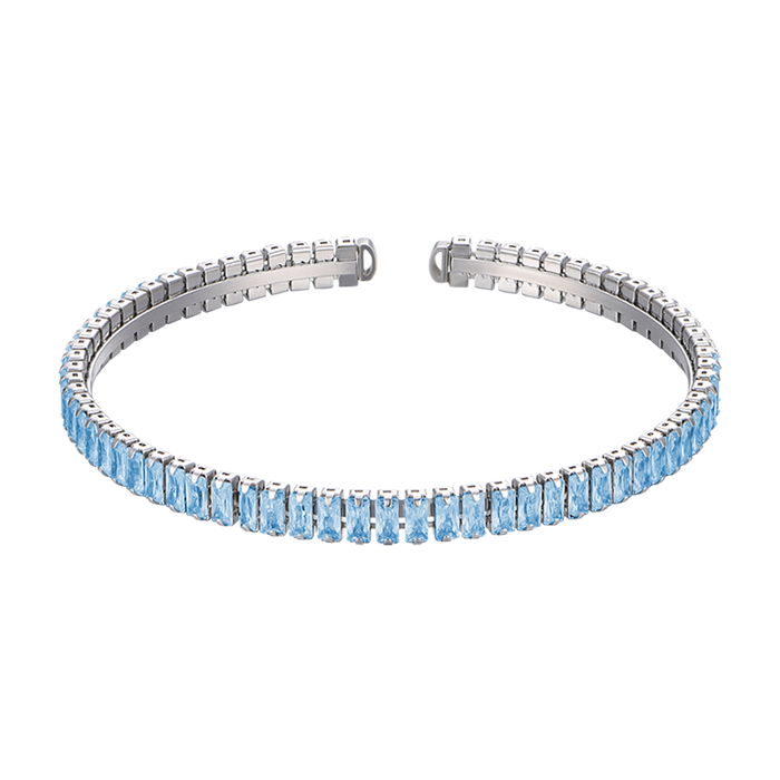 WOMEN'S STEEL BRACELET WITH BLUE CRYSTALS