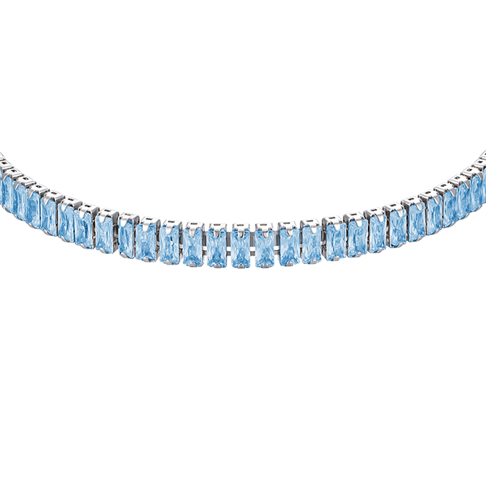 WOMEN'S STEEL BRACELET WITH BLUE CRYSTALS