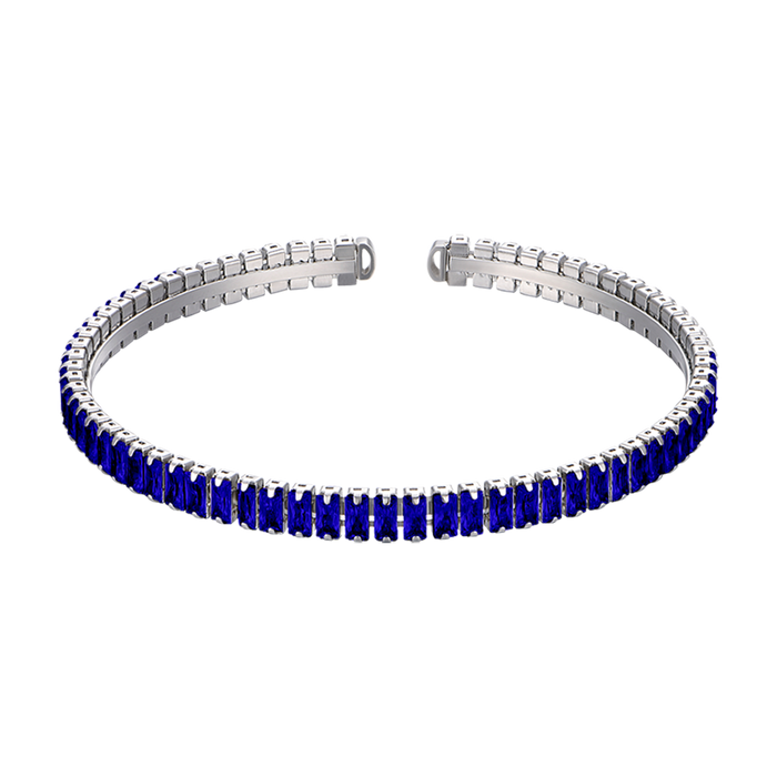 WOMEN'S STEEL BRACELET WITH BLUE CRYSTALS