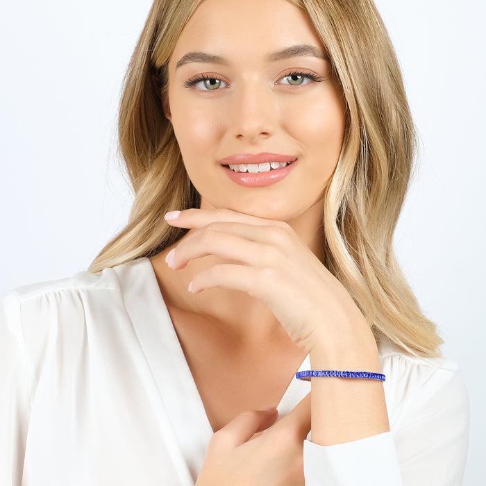 WOMEN'S STEEL BRACELET WITH BLUE CRYSTALS