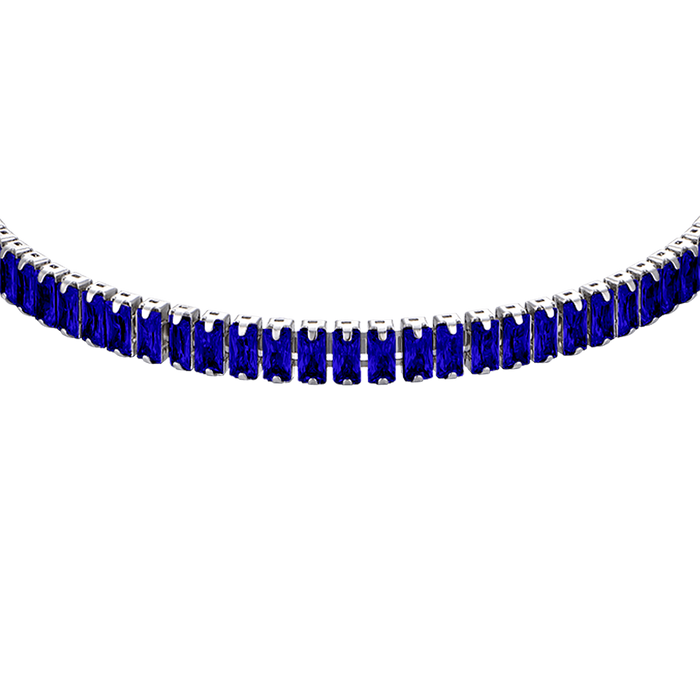 WOMEN'S STEEL BRACELET WITH BLUE CRYSTALS