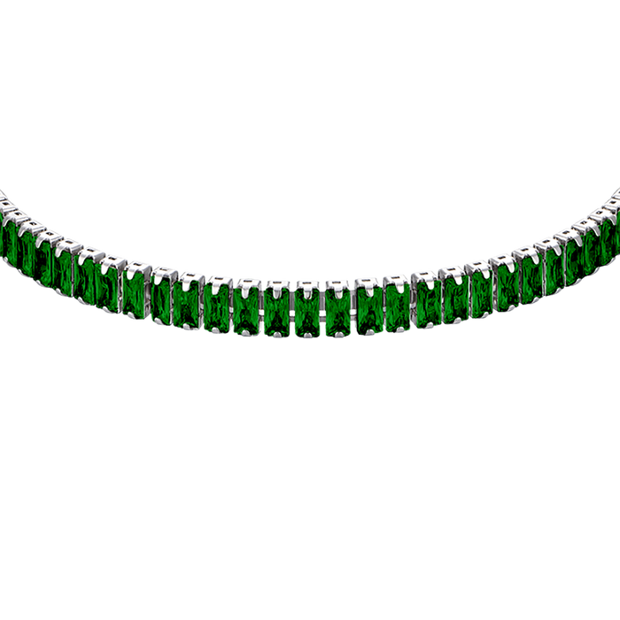 BRACCIALE DONNA IN ACCIAIO CON CRISTALLI VERDI