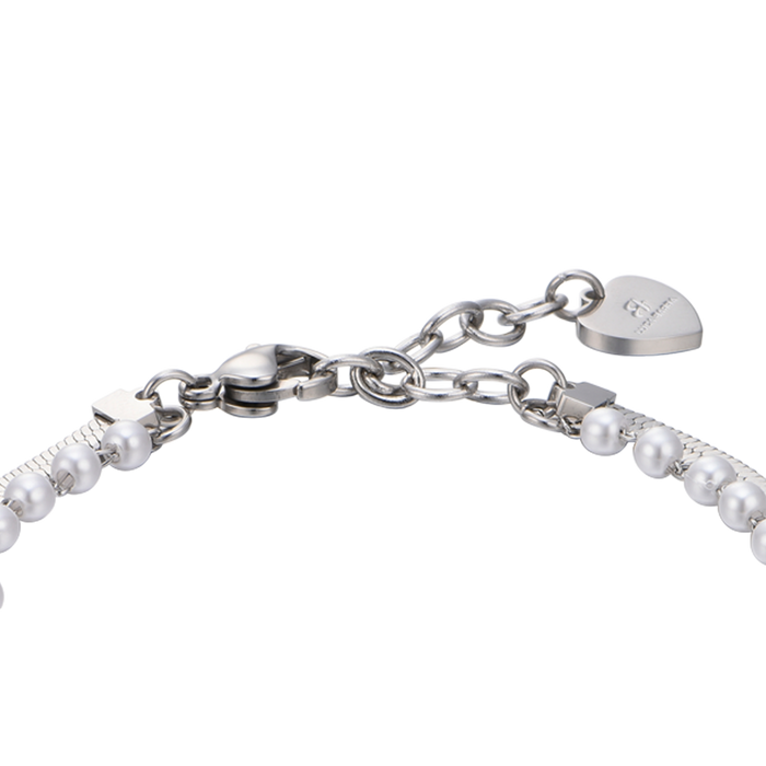 BRACCIALE DONNA IN ACCIAIO CON PERLE BIANCHE