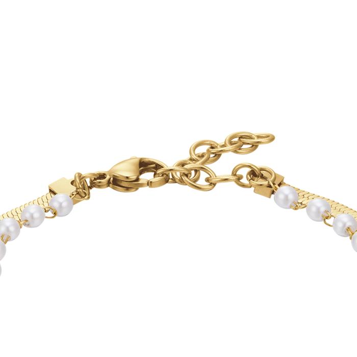 BRACCIALE DONNA IN ACCIAIO CON PERLE BIANCHE