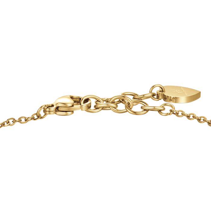 WOMEN'S BRACELET IN IP GOLD STEEL WITH LOVE WRITING WITH WHITE CRYSTALS
