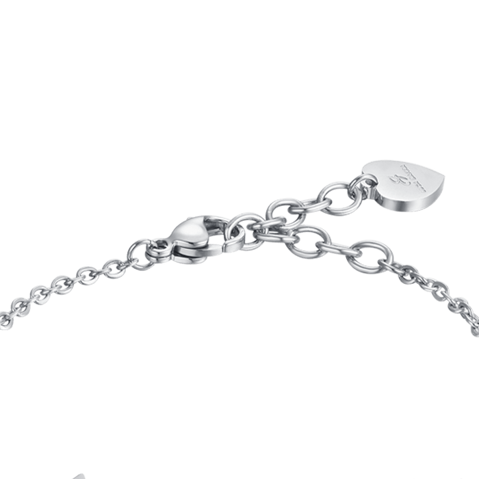 WOMEN'S STEEL BRACELET WITH PERFORATED STARS AND WHITE CRYSTALS