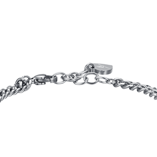 BRACCIALE DONNA IN ACCIAIO CON MONDO CON CRISTALLI BIANCHI