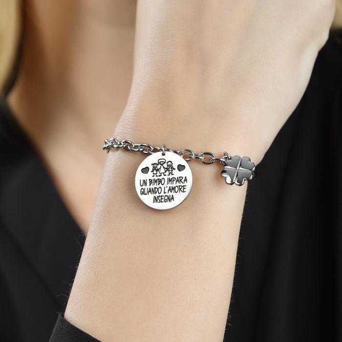 WOMEN'S STEEL BRACELET A CHILD LEARNS WHEN LOVE TEACHES