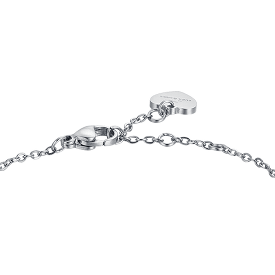 BRACCIALE DONNA IN ACCIAIO CON CRISTALLI BIANCHI E QUADRIFOGLI