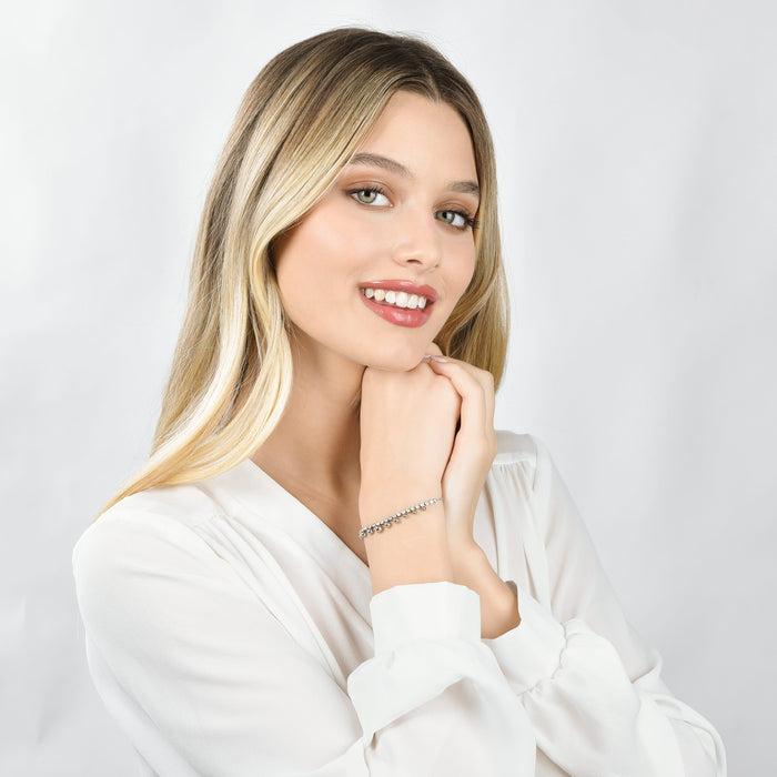 BRACCIALE DONNA IN ACCIAIO CON CRISTALLI BIANCHI E SFERE