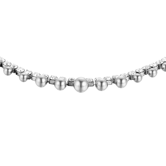 BRACCIALE DONNA IN ACCIAIO CON CRISTALLI BIANCHI E SFERE