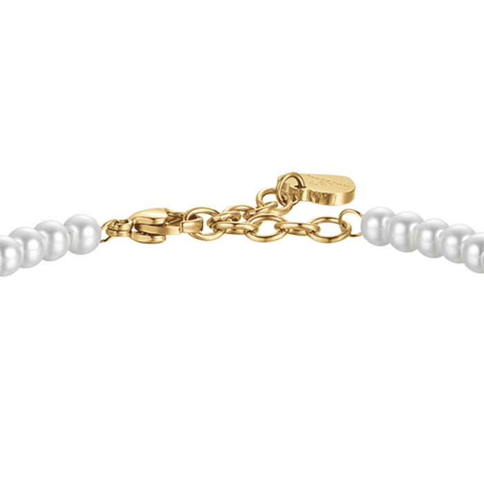 BRACCIALE DONNA IN ACCIAIO IP GOLD CON PERLE CON CRISTALLO BIANCO