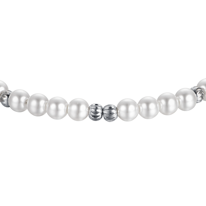 BRACCIALE DONNA IN ACCIAIO CON PERLE ED ELEMENTI IN ACCIAIO
