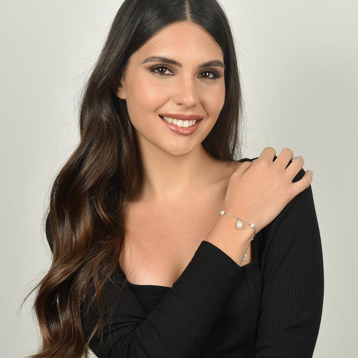 BRACCIALE DONNA IN ACCIAIO CON PERLE