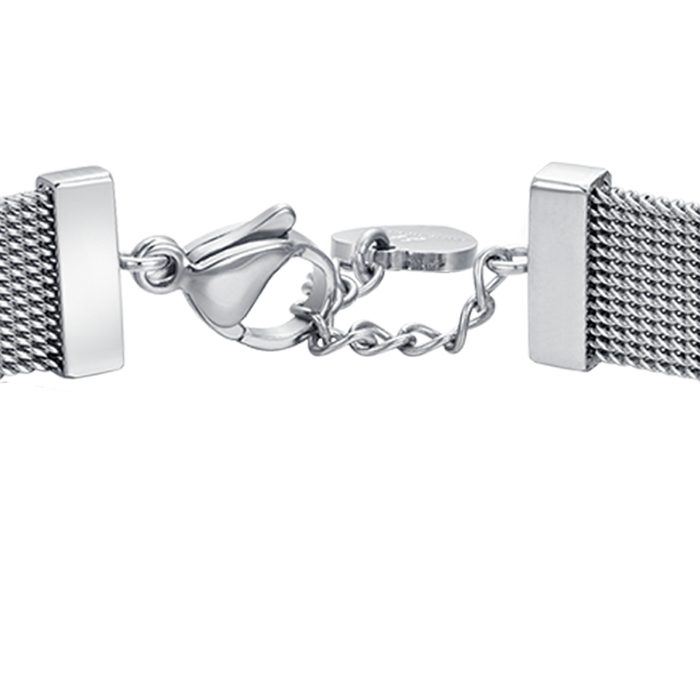 BRACCIALE DONNA IN ACCIAIO MAGLIA MILANO CON ELEMENTO CON CRISTALLI BIANCHI