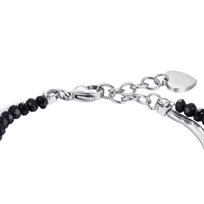 BRACCIALE DONNA MULTIFILO IN ACCIAIO CON CRISTALLI NERI E STELLE