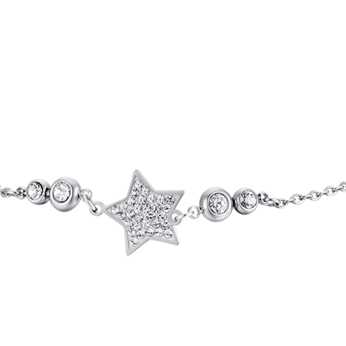 BRACELET FEMME EN ACIER AVEC ÉTOILE ET CRISTAUX BLANCS