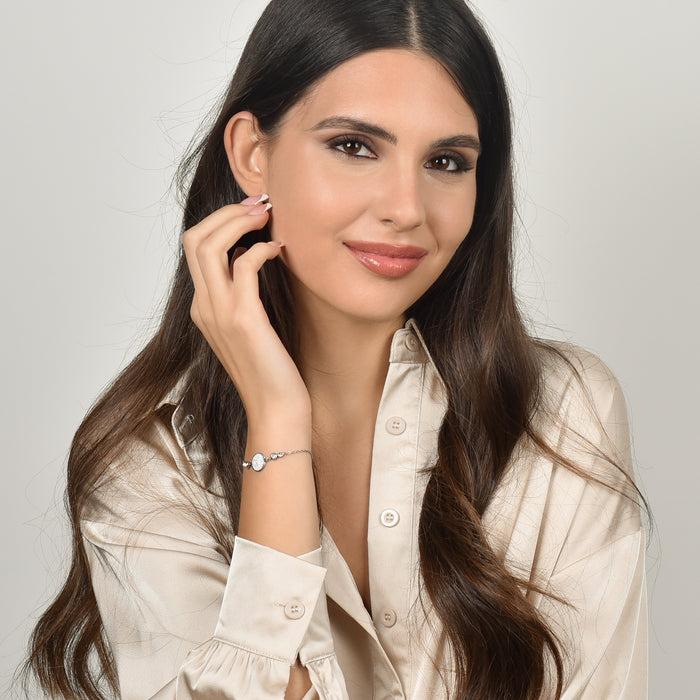 BRACCIALE DONNA IN ACCIAIO CON ELEMENTO CON CRISTALLI BIANCHI
