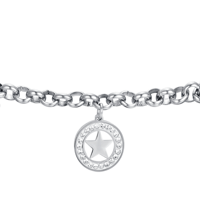 BRACCIALE DONNA IN ACCIAIO CON STELLE E CRISTALLI BIANCHI