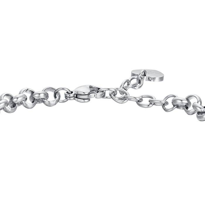 BRACCIALE DONNA IN ACCIAIO CON QUADRIFOGLIO E CRISTALLI BIANCHI