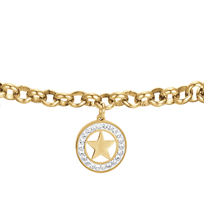BRACCIALE DONNA IN ACCIAIO CON STELLE E CRISTALLI BIANCHI