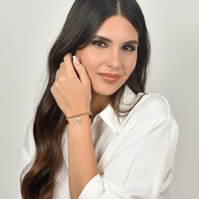BRACCIALE DONNA IN ACCIAIO CON CUORI E CRISTALLI BIANCHI