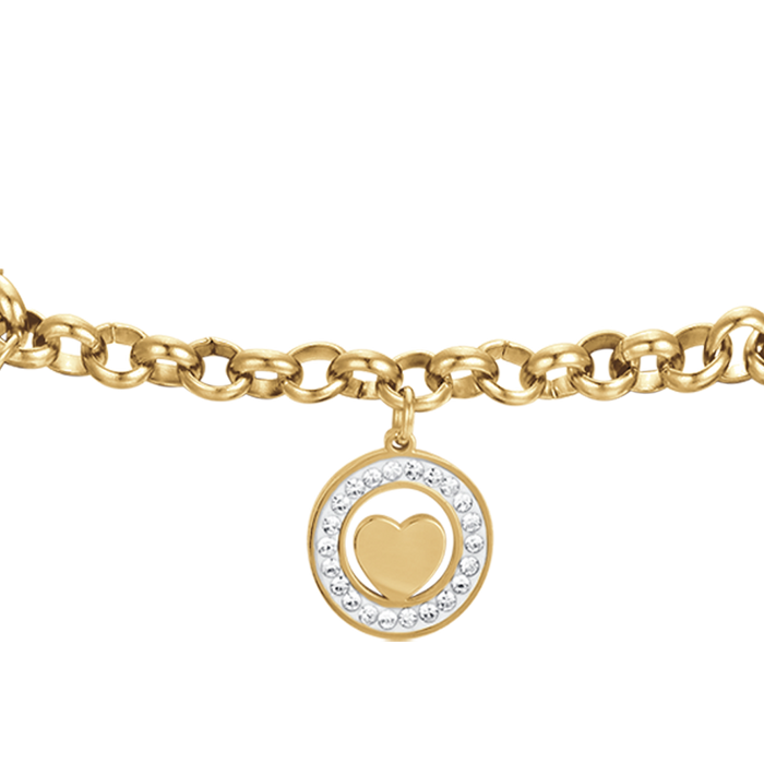 BRACCIALE DONNA IN ACCIAIO CON CUORI E CRISTALLI BIANCHI